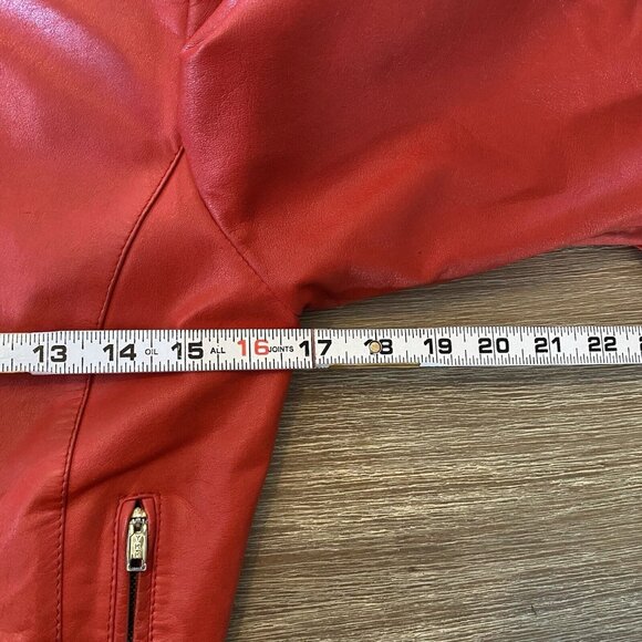 Vintage Triangles - Tannery West Jacket Womens Red Sz 5 Leather Ruffle 80's 90's - Picture 16 of 16